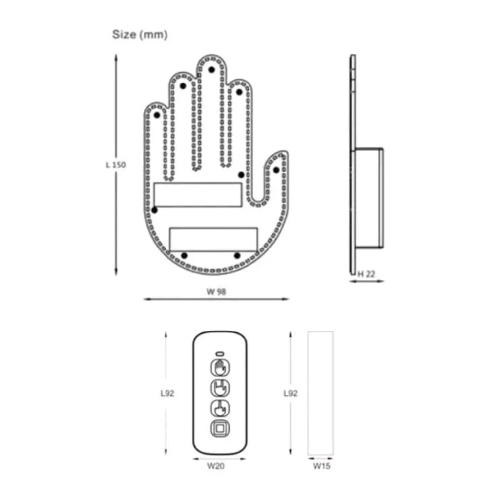 Hand Gesture Amber LED Light, Remote Control For Car, Truck, Auto Window - New